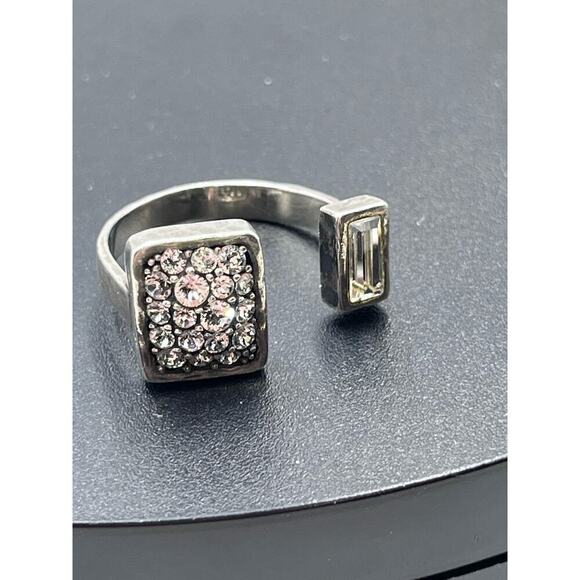 Silpada Signed Swarovski Crystal Sterling Silver 925 Adjustable Cuff Ring Sz  9 - Picture 16 of 16